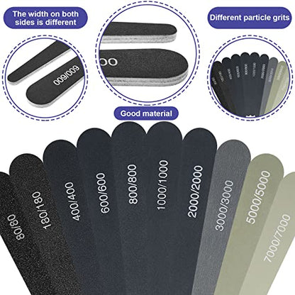 Honoson 10 Pcs Sanding Sticks for Plastic Models, Low Grits, Water Drop - style: Water Drop Style