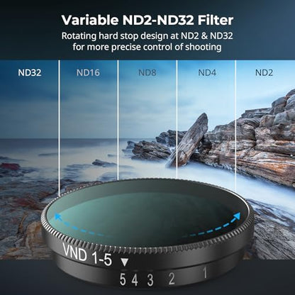 SmallRig Nano VND 1-5 Stop Filter for DJI Osmo Nano, Variable ND2-ND32 Filter, Adjustable ND Filters, Made of Multicoated HD Optical Glass, Includes Storage Case - style: VND Filter