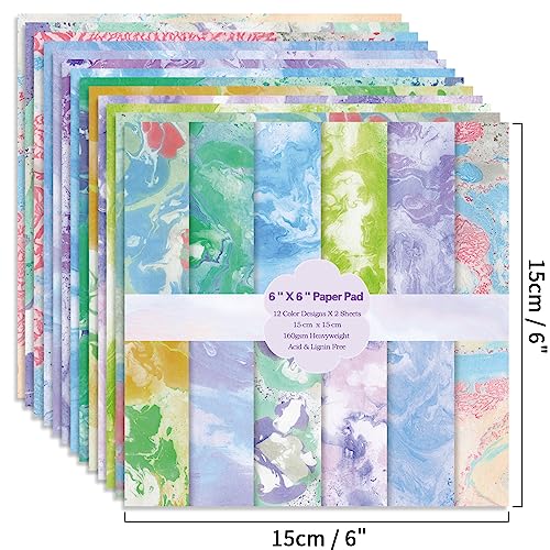 6x6" Cardstock Single Sided Scrapbooking,Craft Decorative Scrap Book Paper - color: 24sheets-halo staining