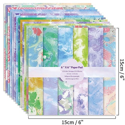 6x6" Cardstock Single Sided Scrapbooking,Craft Decorative Scrap Book Paper - color: 24sheets-halo staining
