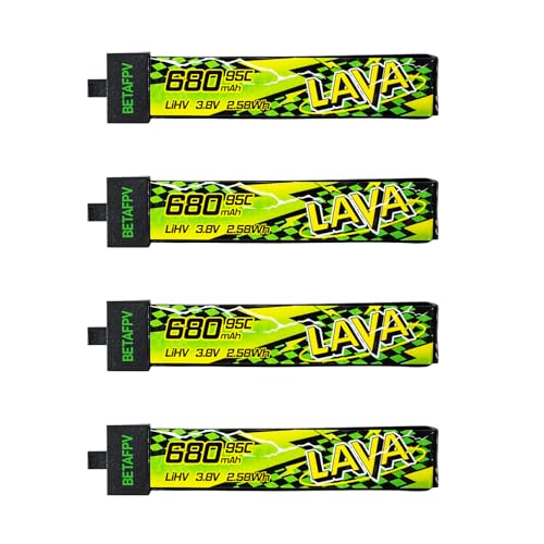 BETAFPV 4pcs Lava II 1S 680mAh LiHV Battery 3.8V 95C with BT2.0 Connector