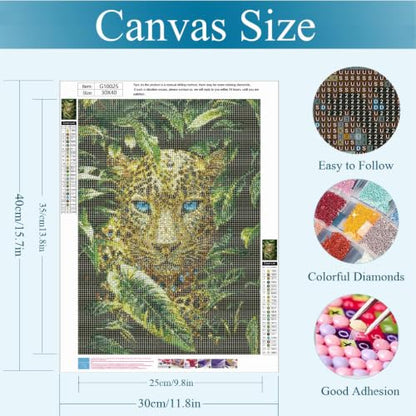 Gemozaic Leopard Diamond Art Kits for Adults, 12 x 16 Inch, Unframed - color: G10025