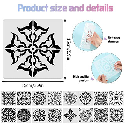 16 Pcs Mandala Stencils, 6x6 Inch Reusable Painting Templates for DIY Craft - style: Mandala Stencils-2