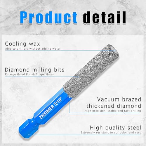 Diamond Drill Bits Set for Ceramic, Porcelain, Glass, Marble, Tile, Granite, Stone and More - Tile Drill Bits for Efficient, Precise Drilling and Milling - size: Set2-(3/16" to 1/2")