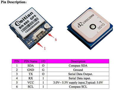 BN-880 GPS Module U8 with Flash HMC5883L Compass + GPS Active Antenna Support GPS Glonass Beidou Car Navigation for Arduino Raspberry Pi Aircraft Pixhawk APM Flight Controller
