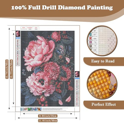 Flowers Diamond Art Kits for Adults, Feathers 5D Diamond Painting Kits - color: CM083