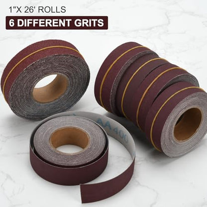Emery Cloth Roll, 6Rolls 8 Meters Abrasive Sandpaper Roll - size: 6Rolls 26FT