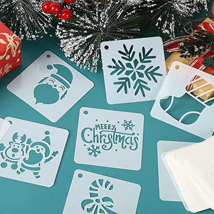 Augshy 56 Pack 3 Inch Christmas Stencils, Dot Painting Holiday Templates - style: Christmas