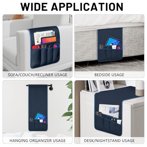 Remote Control Holder for Armchair Caddy, Remote Holder with 5 Pockets - color: Blue-A, size: 35"x12.4"