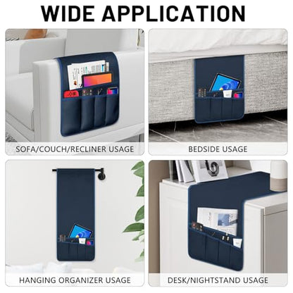 Remote Control Holder for Armchair Caddy, Remote Holder with 5 Pockets - color: Blue-A, size: 35"x12.4"