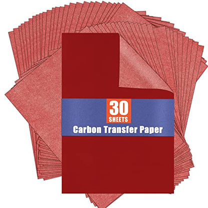 PSLER Red Carbon Paper for Tracing - 30Pcs Graphite Transfer Paper, A4 - color: red