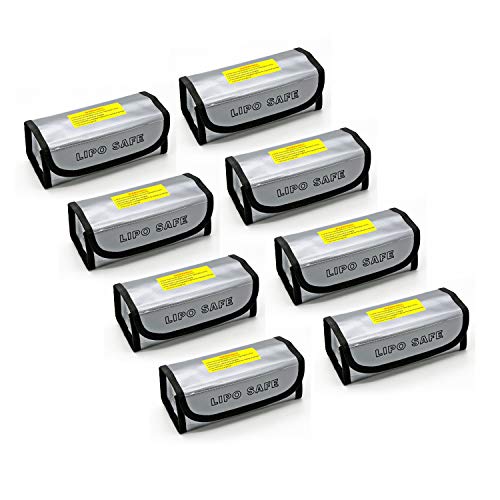 8 Pack LiPo Fireproof Explosionproof Safety Bag |ExpertPower|for Lithium Battery & DJI Mavic & DJI Phantom 3 Battery|Guard Charging and Storage Safe Bag (7.3 x 3.0 x 2.5 Inches)
