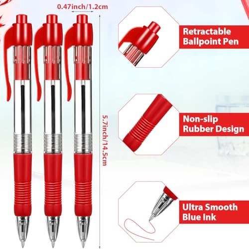 Fainne 200 Pack 1.0 mm Retractable Ballpoint Pen Bulk, Red Ink - color: Red Ink