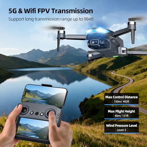 GPS Drone with Camera for Adults, 2K FPV Drone with 4.5" Screen Remote Controller, Brushless Motor, Auto Return, Follow Me, Tap Fly & Circle Fly, Long Flight Time Foldable Quadcopter for Beginners