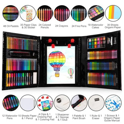 Art Supplies, 272 Pack Art Set Crafts Drawing Kit for Kids Girls Boys Teens - color: Black