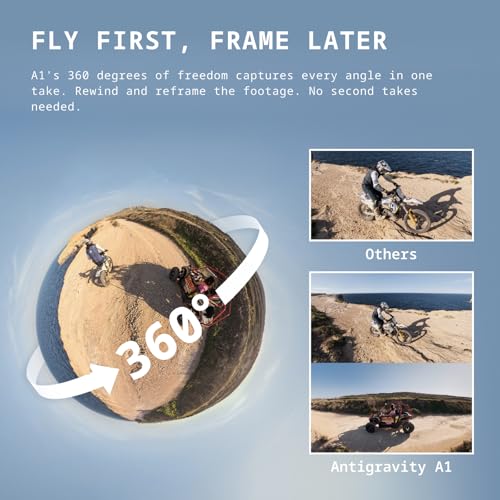 Antigravity A1 Infinity Bundle (3 High-Capacity Batteries) - 8K 360 Drone for Immersive Flight, Point-to-Fly Motion Control, Obstacle Avoidance, Deep Track, Auto Return, 10km Transmission, Auto Edit