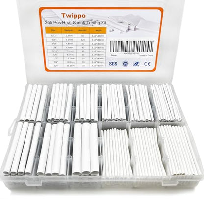 Heat Shrink Tubing Kit 355pcs Shrink Wrap Tube Waterproof Connectors - size: 355pcs White