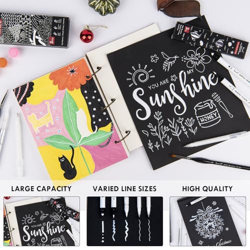 Brusarth White Pens Set, White Gel Pens, Dual-Tip Acrylic Paint Pen