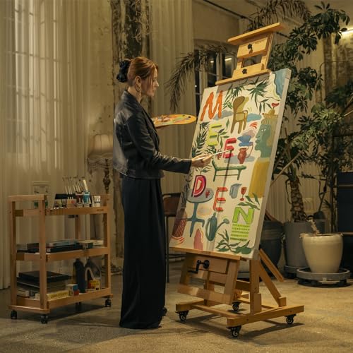 MEEDEN Extra-Large H Frame Easel: Solid Beech Wood Artist Easel for Adults - color: Natural