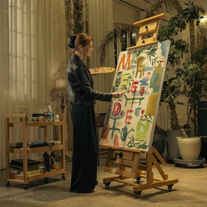 MEEDEN Extra-Large H Frame Easel: Solid Beech Wood Artist Easel for Adults - color: Natural