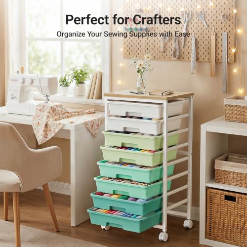 Pipishell Rolling Cart with 8 Drawers, Craft Storage Cart, Green Gradient - color: Green Gradient, size: 8-Drawers