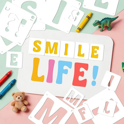 Letter Stencils, 80 Pcs Large Alphabet and Numbers Stencils (2Inch & 3Inch) - size: 2Inch&3Inch
