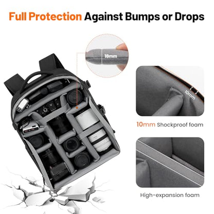 Cwatcun Camera Backpack, Large Water-Resistant DSLR Bag for Canon/Nikon/Sony - color: Black, size: 2.0 X Large