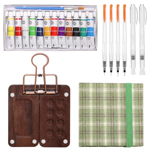 Boyistar Watercolor Paint Set Portable Mini Watercolor Travel Set 12 Colors