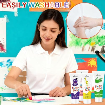AROIC 8PCS Washable Finger Paint, Non-Toxic Finger Paints - color: 8 colors (1.05oz)