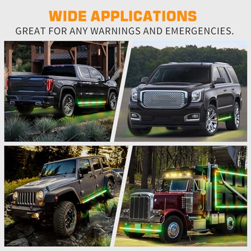 XRIDONSEN 70 inch Running Board Strobe Lights Amber Green Emergency Lights - color: Amber/Green