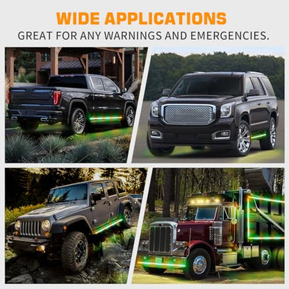 XRIDONSEN 70 inch Running Board Strobe Lights Amber Green Emergency Lights - color: Amber/Green