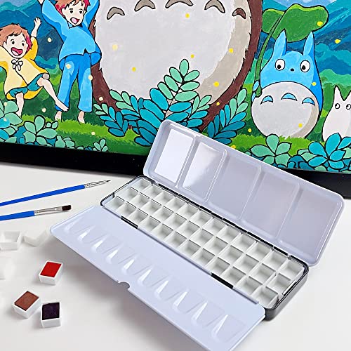FCLUB Empty Watercolor Palette Paint Case - Medium Tin with 36 Half Pans - style: Tin with 36Pcs Half Pans