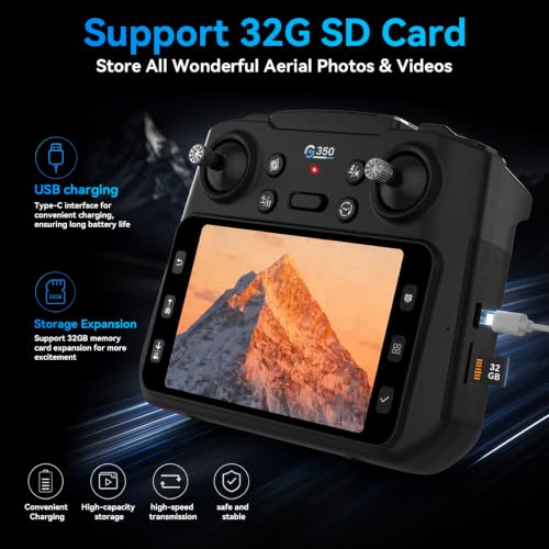 Drone with 1080P Camera 4.5″LCD Screen Remote, FPV RC Drones for Adults - color: Dark Black