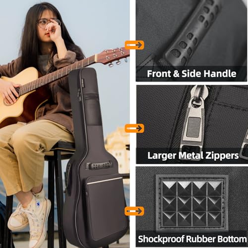 GIGKOUKI Guitar Bag 38 39 Inch Acoustic Guitar Gig Bag Soft Case 0.35 Inch Thick Padding Classical Guitar Backpack Large Pocket with Hanger Loop and Neck Strap（39 inch） - size: Acoustic 39 Inch