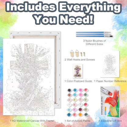 Kalonyth Cross Framed Paint by Numbers Kit for Adults Beginner 8x12 inch - color: Frame-OP-US12