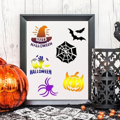 Augshy 56 Pack Small Halloween Pumpkin Stencils for Painting Crafts - style: Halloween