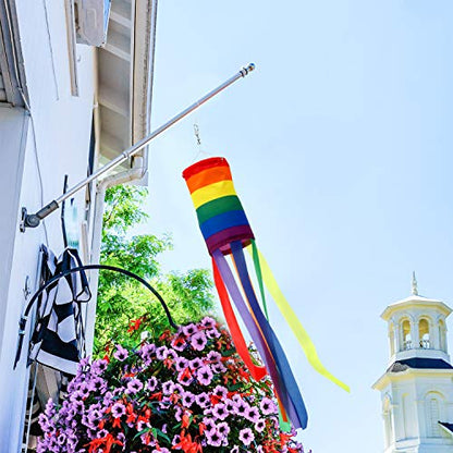 Boao 2 Pcs 24 Inch Rainbow Pride Windsocks for Outdoor Decor, Horizontal