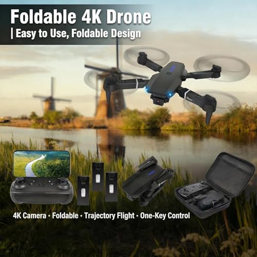 Drone with Camera 1080P HD,FPV Foldable Mini Drone for Adults（Black)