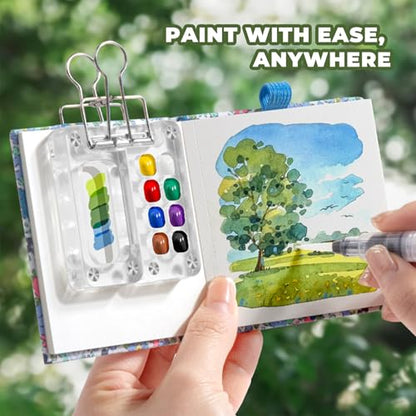 Mini Watercolor Set, Travel Palette for Sketching, Acrylic Palette - color: YELLOW