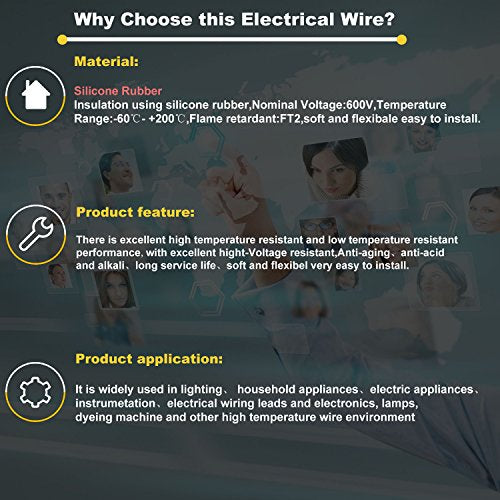 14awg Silicone Electrical Wire Cable 2 Colors Tinned Copper 10ft Each - size: 2 Colors each 10FT, style: 14AWG