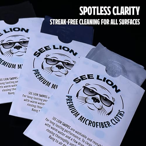 cellhelmet See Lion Swipes | Microfiber Lens Cleaning Cloths – Ultrasoft, Reusable Wipes for Glasses, Screens, and Lenses (Light Blue/Navy, 2-Pack) - color: Light Blue/Navy, size: 2-pack