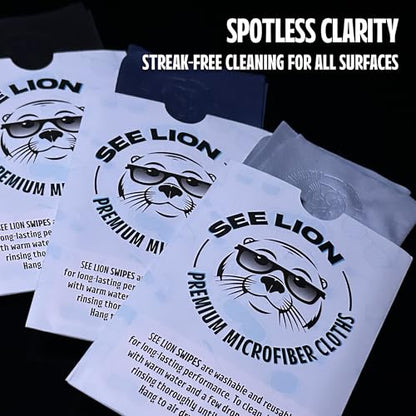 cellhelmet See Lion Swipes | Microfiber Lens Cleaning Cloths – Ultrasoft, Reusable Wipes for Glasses, Screens, and Lenses (Light Blue/Navy, 2-Pack) - color: Light Blue/Navy, size: 2-pack