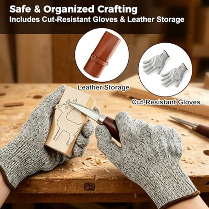 Wood Carving Kit with Tools, Whittling DIY Craft Kit for Adults & Beginners