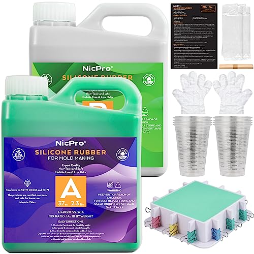 Nicpro 74oz Silicone Mold Making Kit 20A, Platinum Liquid Silicones Rubber - size: 74oz
