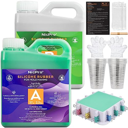 Nicpro 74oz Silicone Mold Making Kit 20A, Platinum Liquid Silicones Rubber - size: 74oz