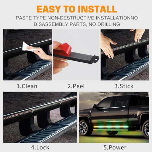 XRIDONSEN 70 inch Running Board Strobe Lights Amber Green Emergency Lights - color: Amber/Green