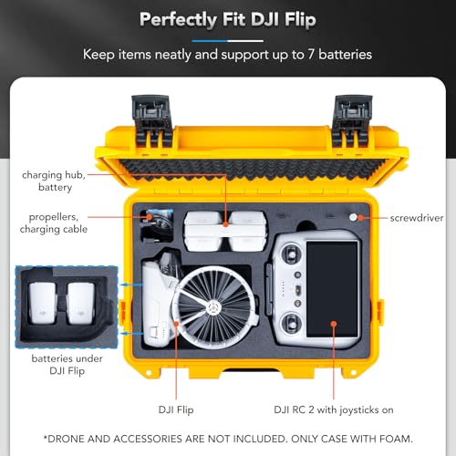 Lykus Titan FP110 Waterproof Hard Case for DJI Flip and DJI RC 2/RC-N3 - color: Yellow