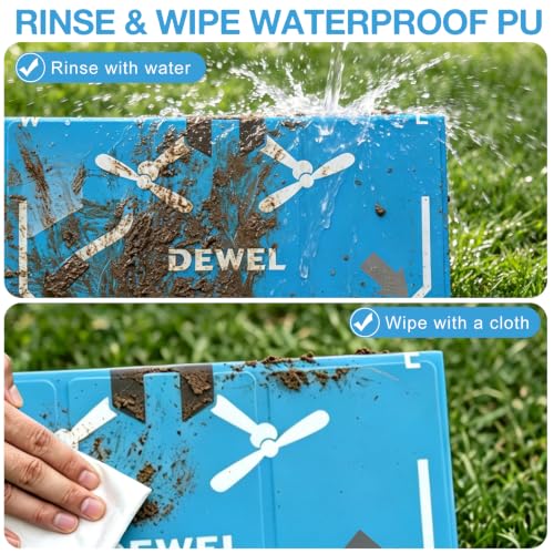 DEWEL 20 Inch Drone Landing Pad, Weighted Fast Fold Waterproof PU Drone Pad - color: 51CM(Yellow/Blue)