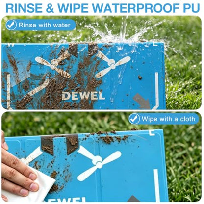 DEWEL 20 Inch Drone Landing Pad, Weighted Fast Fold Waterproof PU Drone Pad - color: 51CM(Yellow/Blue)