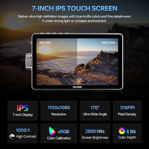 VILTROX DC-A1 7 inch HD 1920x1080 IPS 2800 Nit Camera Field Monitor - size: DC-A1 (2800Nits)